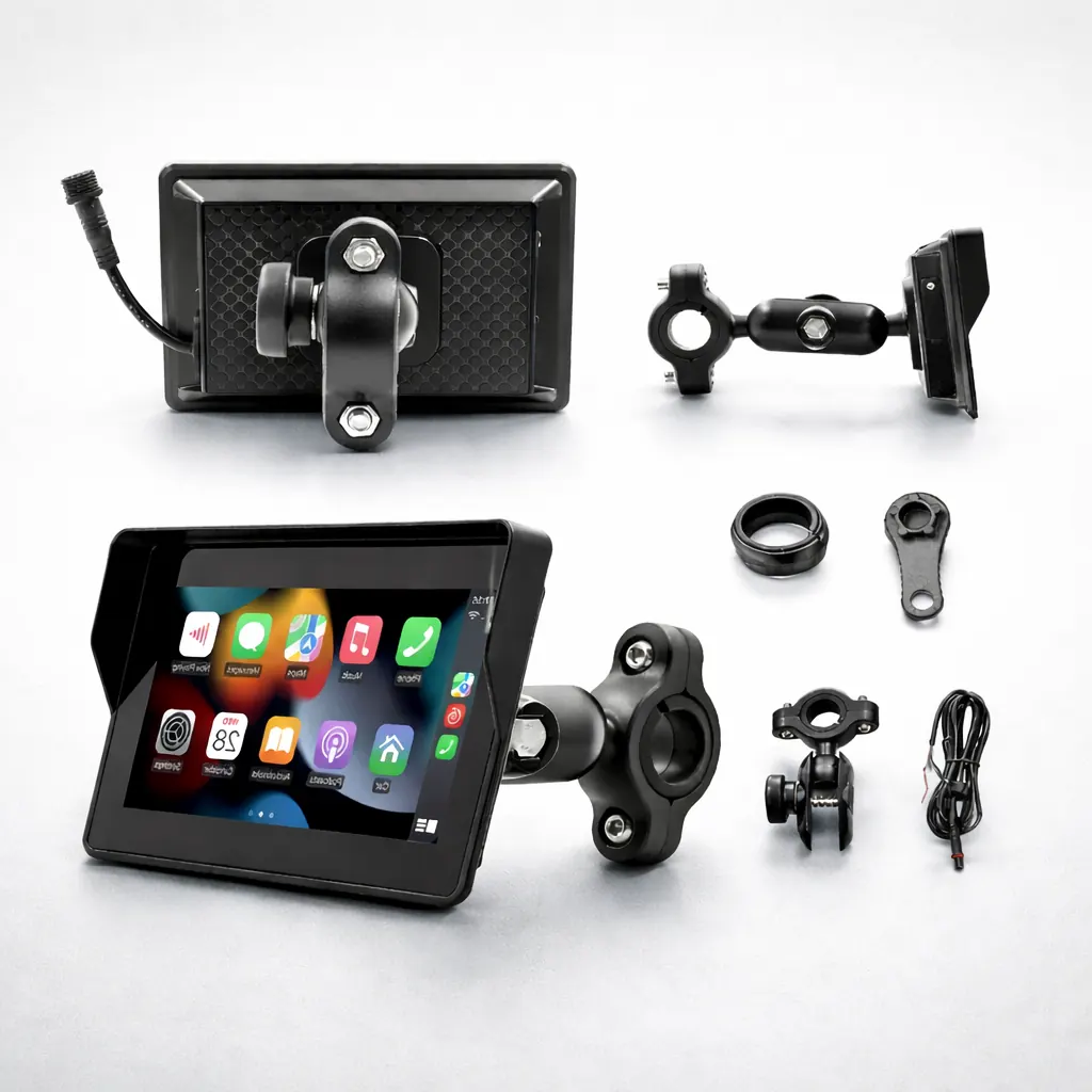 Kit multimídia MaxMotos com suportes e cabos